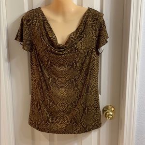 Chaps snake pattern scoop neck blouse sz sm